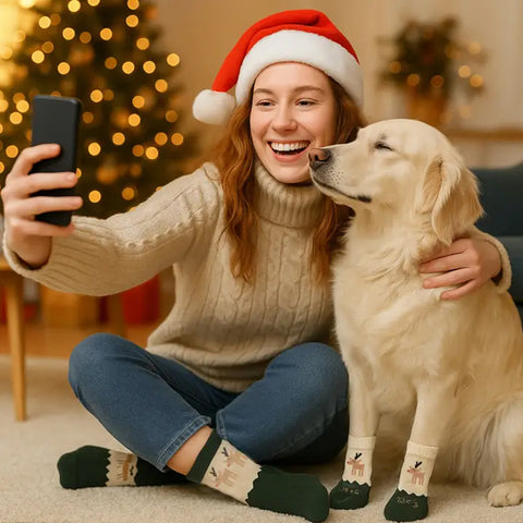 2-Pack: Christmas Matching Pet and Owner Fun Socks Pet Lover Gifts