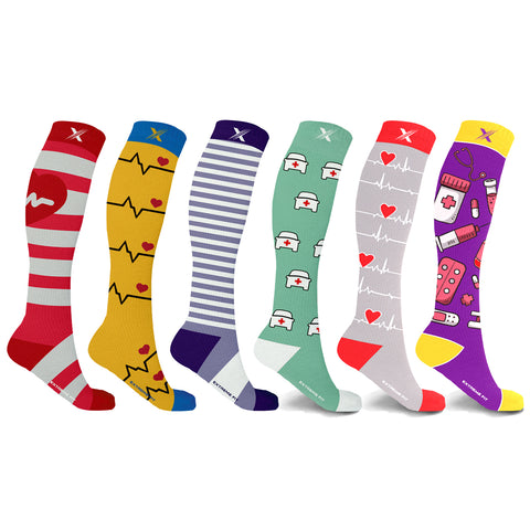 XTF Medical Print Knee-High Compression Socks