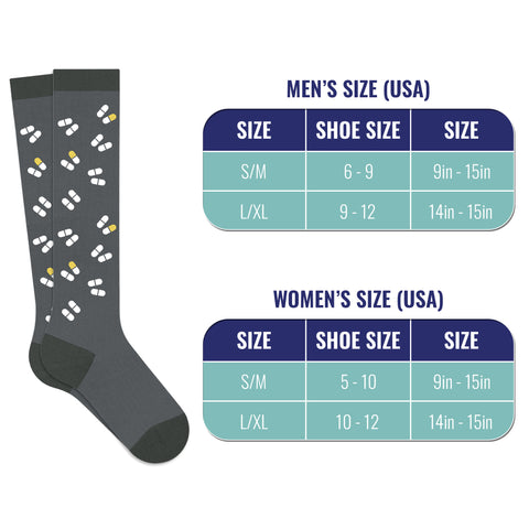 6-Pairs: Medical Prints All Day Wear Knee-High Compression Socks