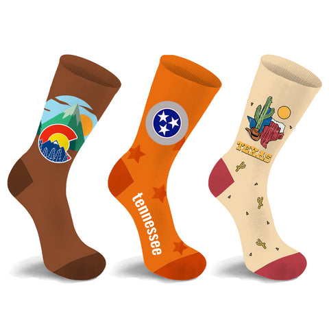 3-Pack: Unisex Cotton City Theme Socks – Comfortable Breathable Everyday Dress Socks