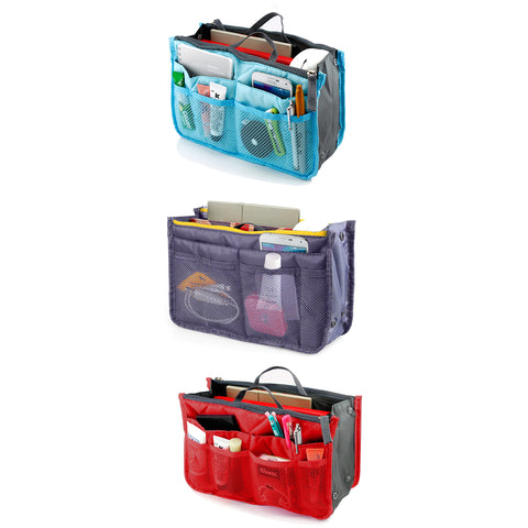3-Pack Purse Organizer Insert Set Travel Tote Handbag Organizer with Zipper Pockets for Purses, Totes & Handbags
