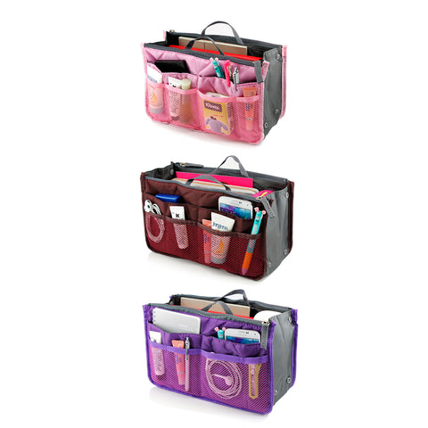3-Pack Purse Organizer Insert Set Travel Tote Handbag Organizer with Zipper Pockets for Purses, Totes & Handbags