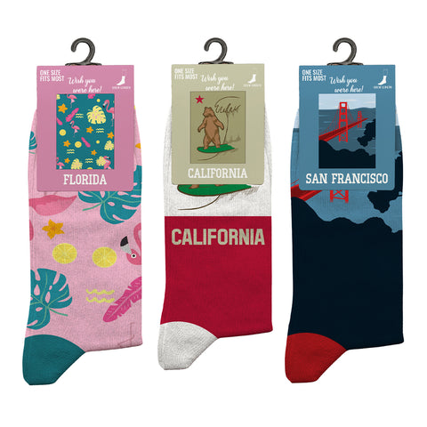 3-Pack: Unisex Cotton City Theme Socks – Comfortable Breathable Everyday Dress Socks