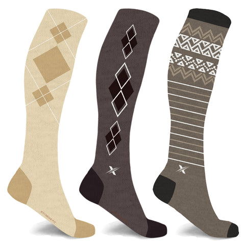 3-Pack: Premium Merino Wool Compression Boot Socks - Designed for Winter, Hiking, Camping, Snowboarding, Skiing