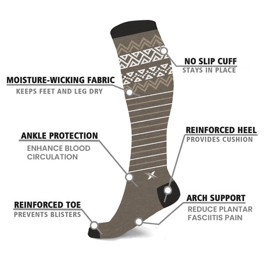 3-Pack: Premium Merino Wool Compression Boot Socks - Designed for Winter, Hiking, Camping, Snowboarding, Skiing