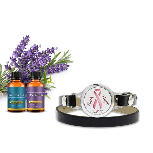 Essential Oil Diffuser Bracelet with 2 Random Essential Oils – Stainless Steel Aromatherapy Locket Bracelet with 10 Reusable Felt Pads (Hope, Keys, Shell Designs)