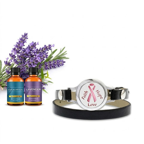 Essential Oil Diffuser Bracelet with 2 Random Essential Oils – Stainless Steel Aromatherapy Locket Bracelet with 10 Reusable Felt Pads (Hope, Keys, Shell Designs)