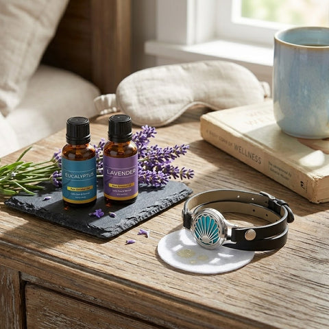 Essential Oil Diffuser Bracelet with 2 Random Essential Oils – Stainless Steel Aromatherapy Locket Bracelet with 10 Reusable Felt Pads (Hope, Keys, Shell Designs)