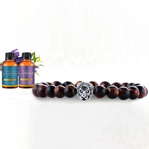 Natural Tiger Eye Stone Bracelet with 2 Essential Oils – Stretch Beaded Bracelet for Everyday Wear (8mm Beads, Adjustable Fit)