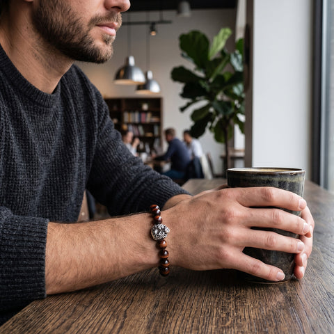 Natural Tiger Eye Stone Bracelet with 2 Essential Oils – Stretch Beaded Bracelet for Everyday Wear (8mm Beads, Adjustable Fit)