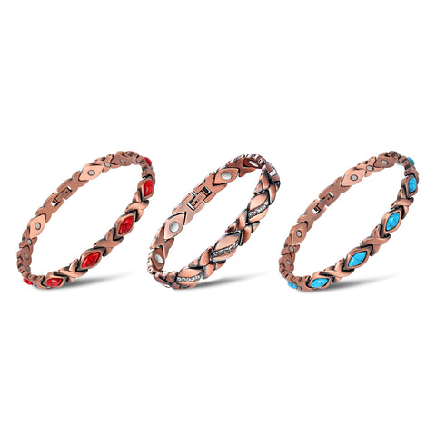 Copper Magnetic Bracelet for Men & Women – Adjustable Energy-Inspired Bangle with Turquoise or Crystal Accents