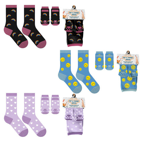 3-Pack: Novelty Matching Pet and Owner Fun Socks Pet Lover Gifts