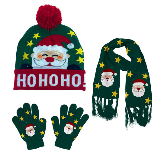 LED Light-Up Winter Accessories for Adults – Warm Knit Beanie, Scarf & Gloves with Soft Comfort and Easy ON/OFF Lights