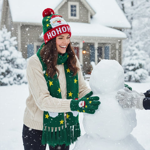 LED Light-Up Winter Accessories for Adults – Warm Knit Beanie, Scarf & Gloves with Soft Comfort and Easy ON/OFF Lights