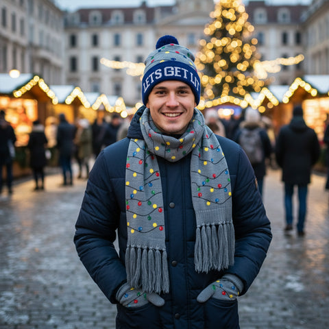 LED Light-Up Winter Accessories for Adults – Warm Knit Beanie, Scarf & Gloves with Soft Comfort and Easy ON/OFF Lights