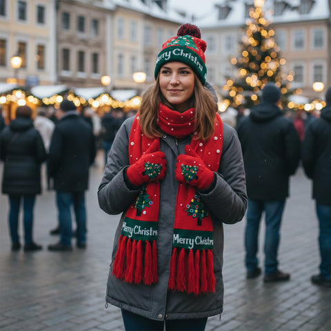 LED Light-Up Winter Accessories for Adults – Warm Knit Beanie, Scarf & Gloves with Soft Comfort and Easy ON/OFF Lights