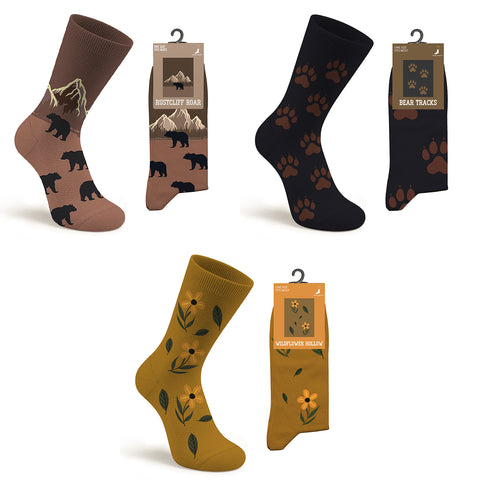 3-Pack: Unisex Cotton Farm & Country Life Socks – Breathable Everyday Dress Socks with Rural & Wilderness Designs (Comfort Fit, Size 9–11)