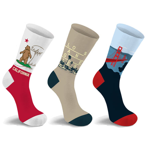 3-Pack: Unisex Cotton City Theme Socks – Comfortable Breathable Everyday Dress Socks