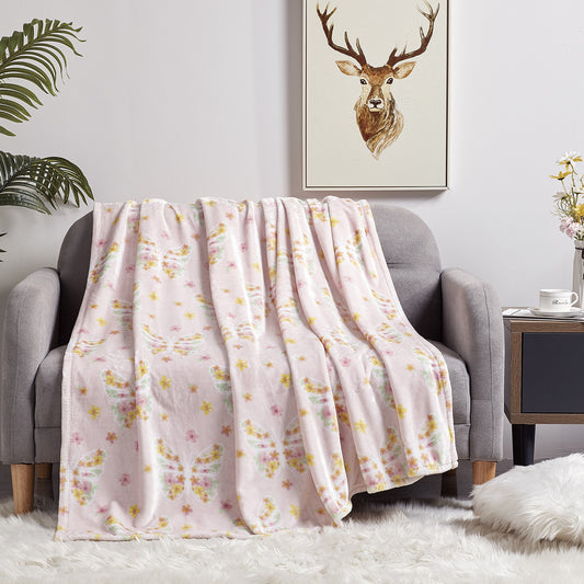 Butterfly Garden Oversized Throw Blanket 60" x 70" Soft Lightweight Polyester Decorative Throw Blanket
