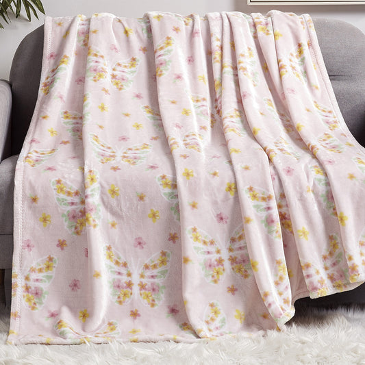 Butterfly Garden Oversized Throw Blanket 60" x 70" Soft Lightweight Polyester Decorative Throw Blanket
