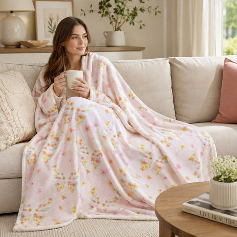 Butterfly Garden Oversized Throw Blanket 60" x 70" Soft Lightweight Polyester Decorative Throw Blanket