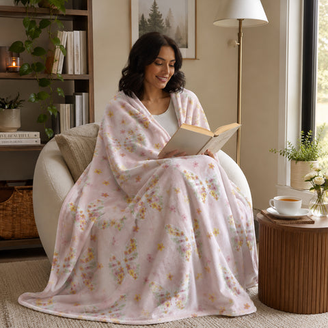 Butterfly Garden Oversized Throw Blanket 60" x 70" Soft Lightweight Polyester Decorative Throw Blanket
