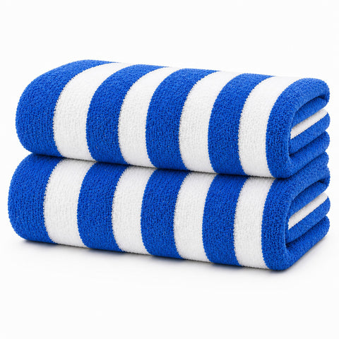 Cabana Terry Cloth Stripe Beach & Bath Towels 80% Cotton, 20% Polyester | Available in 2-Pack, 4-Pack & 6-Pack | 36" x 66"
