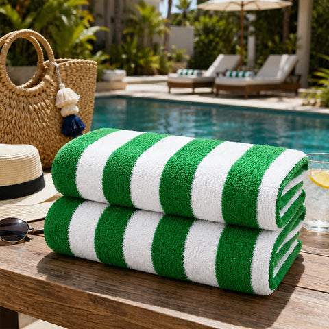 Cabana Terry Cloth Stripe Beach & Bath Towels 80% Cotton, 20% Polyester | Available in 2-Pack, 4-Pack & 6-Pack | 36" x 66"