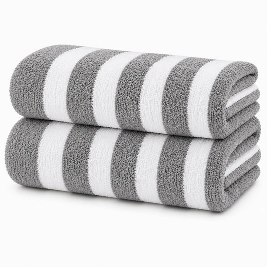 Cabana Terry Cloth Stripe Beach & Bath Towels 80% Cotton, 20% Polyester | Available in 2-Pack, 4-Pack & 6-Pack | 36" x 66"