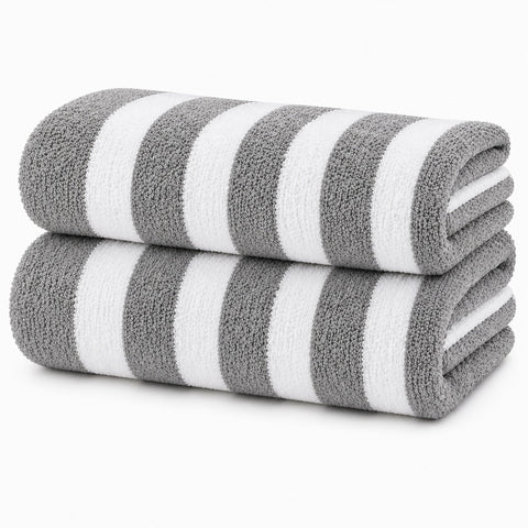 Cabana Terry Cloth Stripe Beach & Bath Towels 80% Cotton, 20% Polyester | Available in 2-Pack, 4-Pack & 6-Pack | 36" x 66"