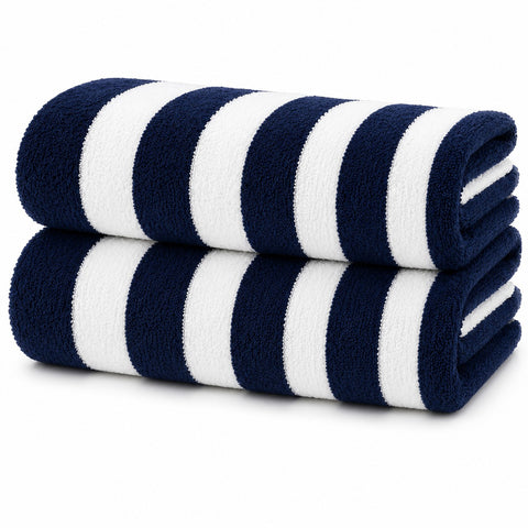 Cabana Terry Cloth Stripe Beach & Bath Towels 80% Cotton, 20% Polyester | Available in 2-Pack, 4-Pack & 6-Pack | 36" x 66"