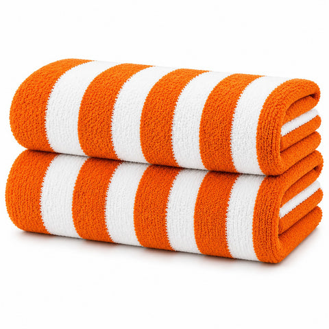 Cabana Terry Cloth Stripe Beach & Bath Towels 80% Cotton, 20% Polyester | Available in 2-Pack, 4-Pack & 6-Pack | 36" x 66"