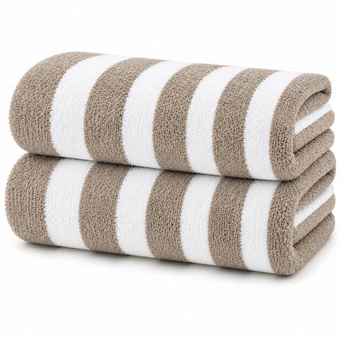 Cabana Terry Cloth Stripe Beach & Bath Towels 80% Cotton, 20% Polyester | Available in 2-Pack, 4-Pack & 6-Pack | 36" x 66"