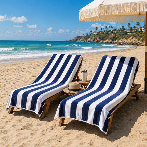 Cabana Terry Cloth Stripe Beach & Bath Towels 80% Cotton, 20% Polyester | Available in 2-Pack, 4-Pack & 6-Pack | 36" x 66"