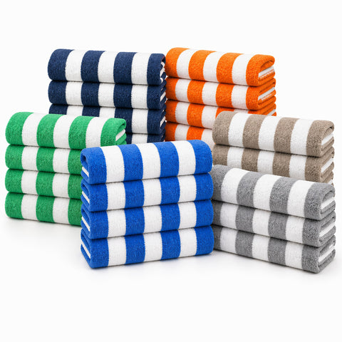 Cabana Terry Cloth Stripe Beach & Bath Towels 80% Cotton, 20% Polyester | Available in 2-Pack, 4-Pack & 6-Pack | 36" x 66"