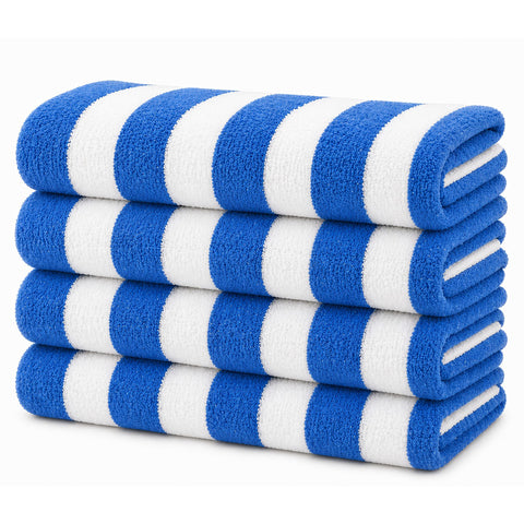 Cabana Terry Cloth Stripe Beach & Bath Towels 80% Cotton, 20% Polyester | Available in 2-Pack, 4-Pack & 6-Pack | 36" x 66"