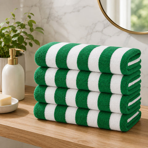 Cabana Terry Cloth Stripe Beach & Bath Towels 80% Cotton, 20% Polyester | Available in 2-Pack, 4-Pack & 6-Pack | 36" x 66"