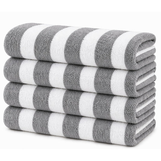 Cabana Terry Cloth Stripe Beach & Bath Towels 80% Cotton, 20% Polyester | Available in 2-Pack, 4-Pack & 6-Pack | 36" x 66"