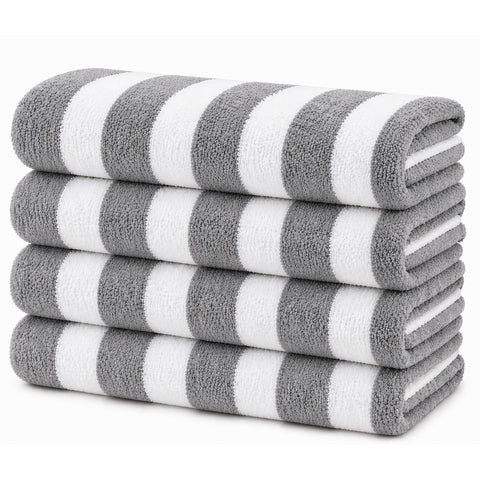 Cabana Terry Cloth Stripe Beach & Bath Towels 80% Cotton, 20% Polyester | Available in 2-Pack, 4-Pack & 6-Pack | 36" x 66"