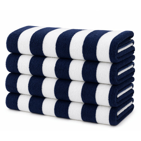 Cabana Terry Cloth Stripe Beach & Bath Towels 80% Cotton, 20% Polyester | Available in 2-Pack, 4-Pack & 6-Pack | 36" x 66"