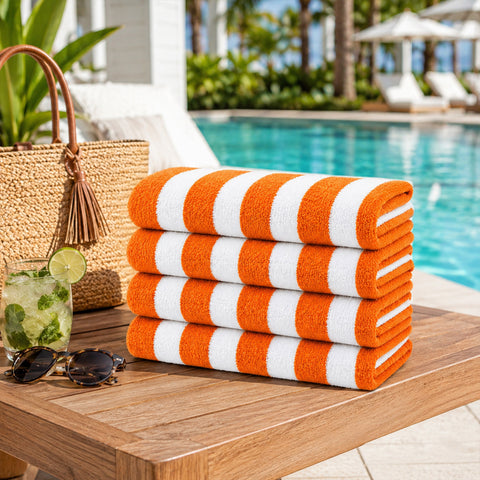 Cabana Terry Cloth Stripe Beach & Bath Towels 80% Cotton, 20% Polyester | Available in 2-Pack, 4-Pack & 6-Pack | 36" x 66"