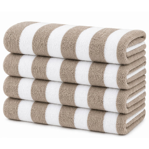 Cabana Terry Cloth Stripe Beach & Bath Towels 80% Cotton, 20% Polyester | Available in 2-Pack, 4-Pack & 6-Pack | 36" x 66"