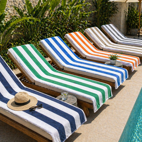 Cabana Terry Cloth Stripe Beach & Bath Towels 80% Cotton, 20% Polyester | Available in 2-Pack, 4-Pack & 6-Pack | 36" x 66"