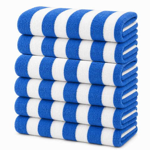 Cabana Terry Cloth Stripe Beach & Bath Towels 80% Cotton, 20% Polyester | Available in 2-Pack, 4-Pack & 6-Pack | 36" x 66"