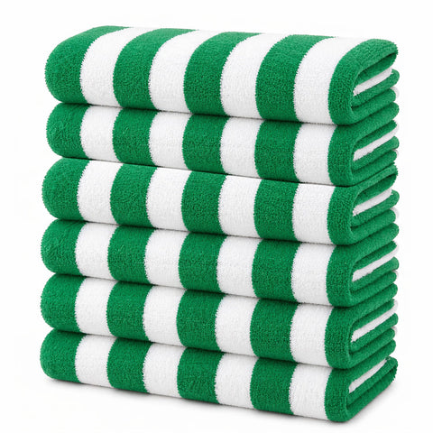 Cabana Terry Cloth Stripe Beach & Bath Towels 80% Cotton, 20% Polyester | Available in 2-Pack, 4-Pack & 6-Pack | 36" x 66"