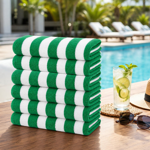 Cabana Terry Cloth Stripe Beach & Bath Towels 80% Cotton, 20% Polyester | Available in 2-Pack, 4-Pack & 6-Pack | 36" x 66"
