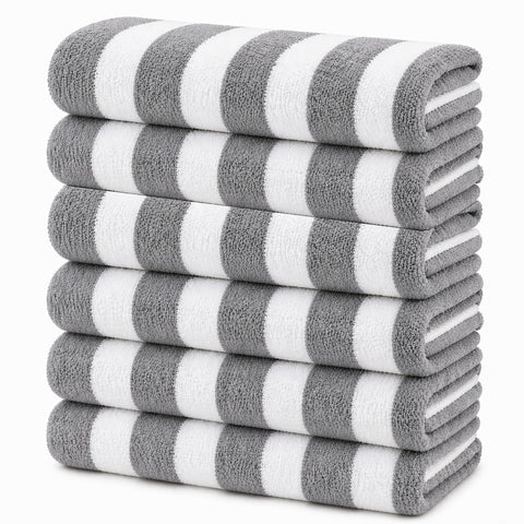 Cabana Terry Cloth Stripe Beach & Bath Towels 80% Cotton, 20% Polyester | Available in 2-Pack, 4-Pack & 6-Pack | 36" x 66"