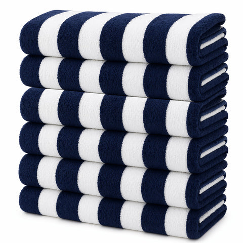 Cabana Terry Cloth Stripe Beach & Bath Towels 80% Cotton, 20% Polyester | Available in 2-Pack, 4-Pack & 6-Pack | 36" x 66"