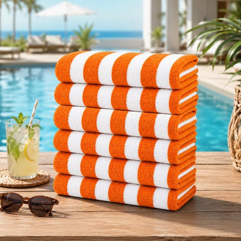 Cabana Terry Cloth Stripe Beach & Bath Towels 80% Cotton, 20% Polyester | Available in 2-Pack, 4-Pack & 6-Pack | 36" x 66"