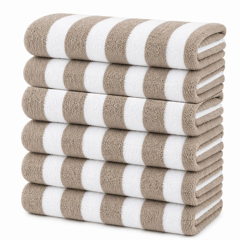 Cabana Terry Cloth Stripe Beach & Bath Towels 80% Cotton, 20% Polyester | Available in 2-Pack, 4-Pack & 6-Pack | 36" x 66"